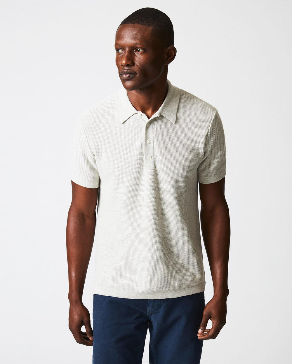 Men American Pique Sweater Polo Heathered Grey | Billy Reid Polos, Tees & Henleys