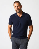 Men American Pique Sweater Polo Navy | Billy Reid Polos, Tees & Henleys