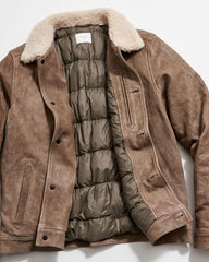 Men Bishop Leather Jacket Taupe | Billy Reid Jackets & Outerwear