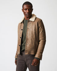 Men Bishop Leather Jacket Taupe | Billy Reid Jackets & Outerwear