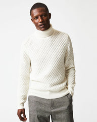 Men Cashmere Honeycomb Turtleneck Natural | Billy Reid Sweaters & Sweatshirts