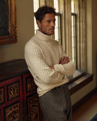 Men Cashmere Honeycomb Turtleneck Natural | Billy Reid Sweaters & Sweatshirts