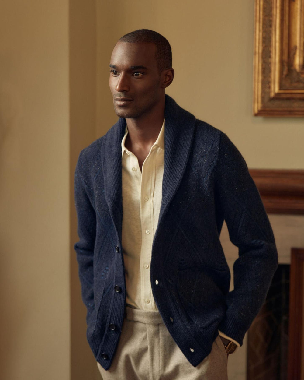 Men Chevron Ranch Cardigan Navy | Billy Reid Sweaters & Sweatshirts