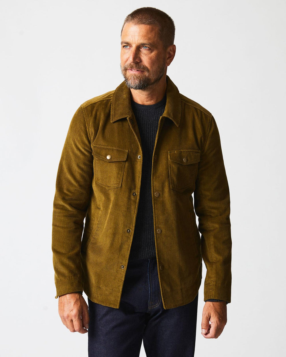 Men Corduroy Mo Shirt Jacket Olive | Billy Reid Jackets & Outerwear