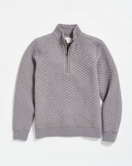 Men Diamond Quilt Half Zip Medium Grey | Billy Reid Sweaters & Sweatshirts