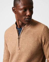 Men Fisherman Rib Half Zip Camel/tan | Billy Reid Sweaters & Sweatshirts
