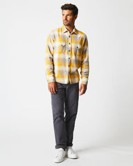 Men Flannel Bold Plaid Western Snap Front Shirt Natural/yellow | Billy Reid Shirting