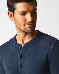 Men Garment Dyed Henley Sweater Carbon Blue | Billy Reid Polos, Tees & Henleys