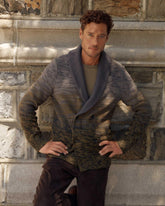 Men Gradient Stripe Cardigan Olive/charcoal | Billy Reid Sweaters & Sweatshirts