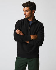 Men Herringbone Half Zip Black | Billy Reid Sweaters & Sweatshirts