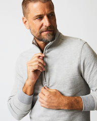 Men Herringbone Half Zip Light Grey | Billy Reid Sweaters & Sweatshirts