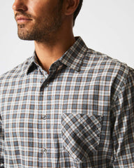 Men Herringbone Plaid John T Shirt Grey/tan | Billy Reid Shirting