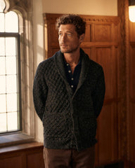 Men Honeycomb Cardigan Charcoal | Billy Reid Sweaters & Sweatshirts