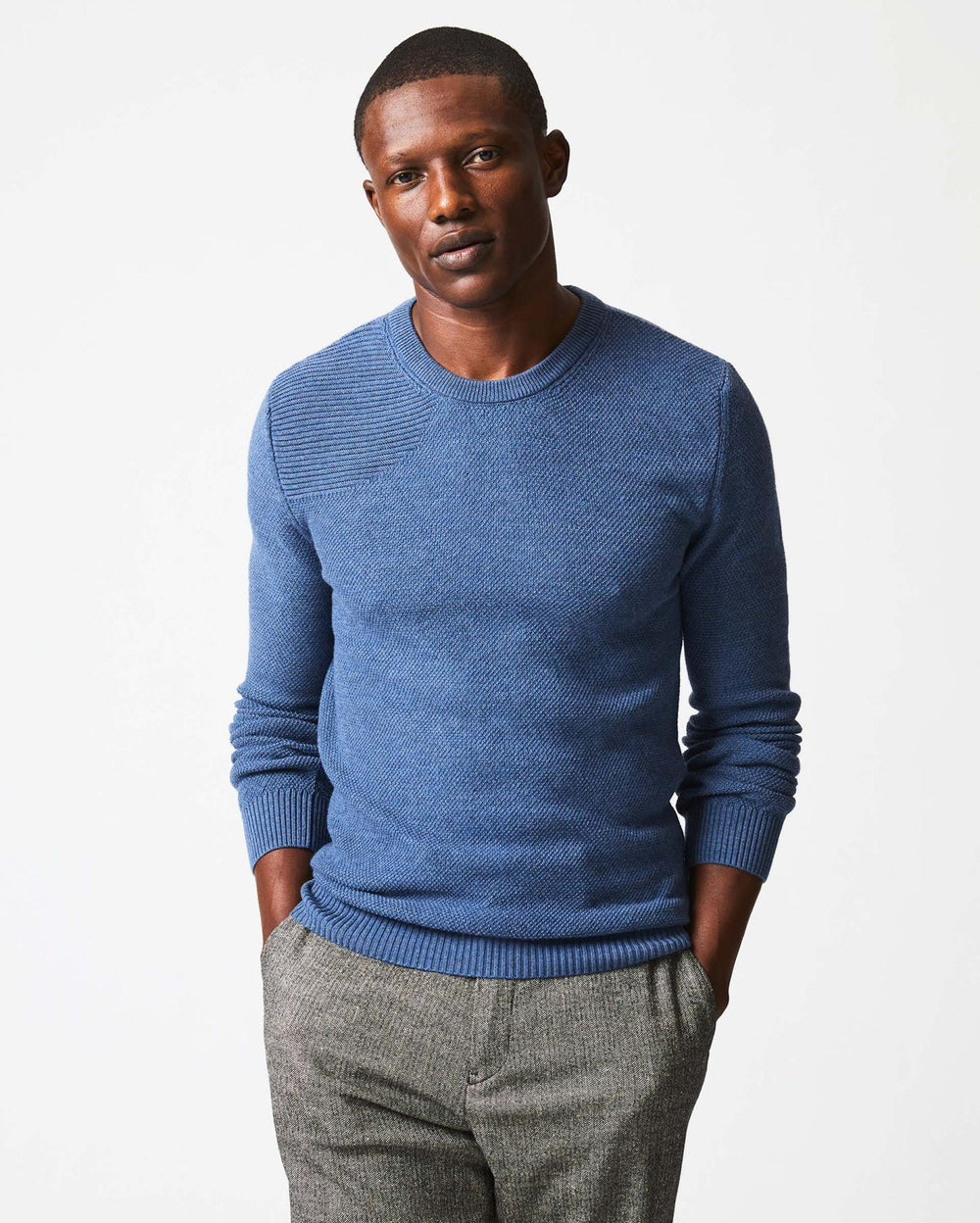 Men Hunting Sweater Denim Blue | Billy Reid Sweaters & Sweatshirts