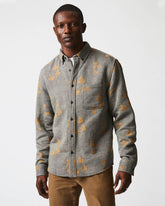 Men Kudzu Jacquard Overshirt Grey/camel | Billy Reid Shirting
