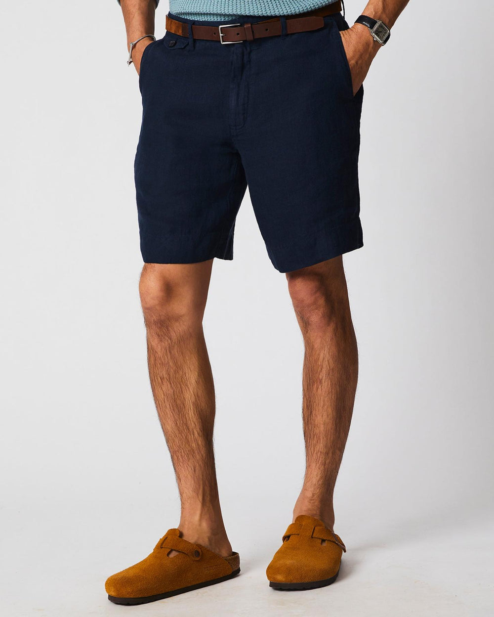 Men Linen Moore Short Carbon Blue | Billy Reid Bottoms