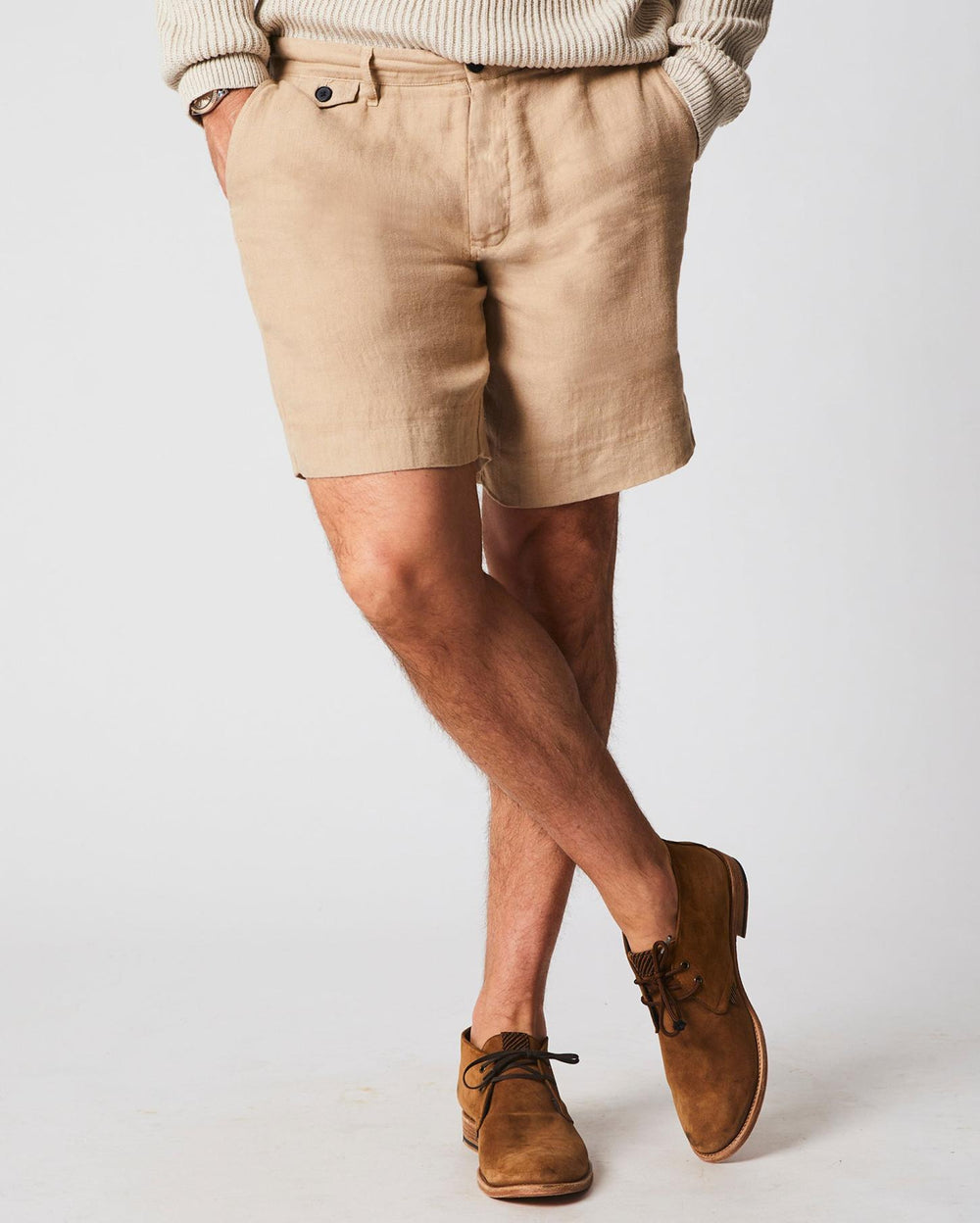 Men Linen Moore Short Khaki | Billy Reid Bottoms