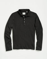 Men L/S Herringbone Polo Jet Black | Billy Reid Polos, Tees & Henleys