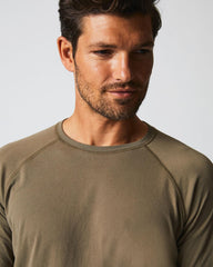 Men L/S Sueded Cotton Crew Moss Green | Billy Reid Sweaters & Sweatshirts