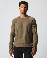 Men L/S Sueded Cotton Crew Moss Green | Billy Reid Sweaters & Sweatshirts