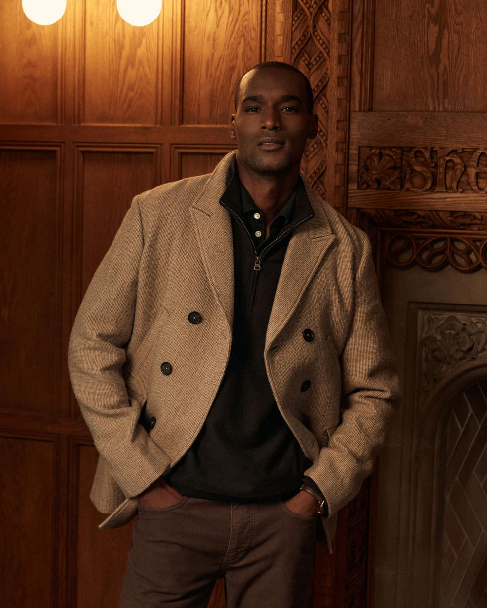 Men Luxury Bond Peacoat Charcoal/tan | Billy Reid Jackets & Outerwear