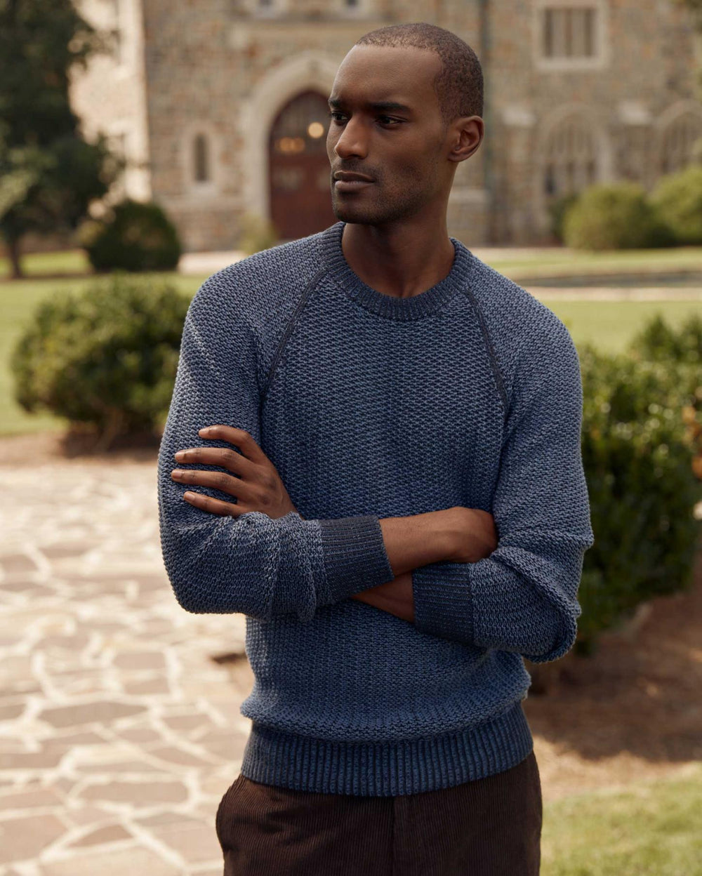 Men Marled Crewneck Sweater Carbon Blue | Billy Reid Sweaters & Sweatshirts