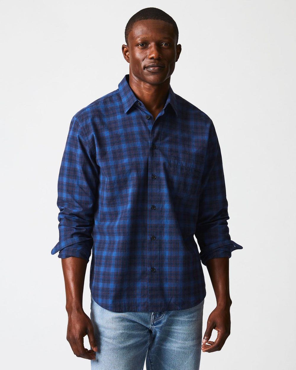Men Melange Shadow Plaid Tuscumbia Shirt Blue/red | Billy Reid Shirting