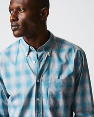 Men Melange Shadow Plaid Tuscumbia Shirt Grey/smoke Blue | Billy Reid Shirting