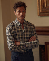 Men Melange Textural Plaid Tuscumbia Shirt Bd Grey/black | Billy Reid Shirting