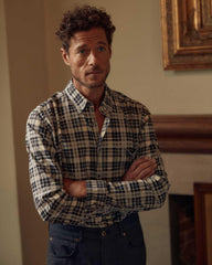 Men Melange Textural Plaid Tuscumbia Shirt Bd Grey/black | Billy Reid Shirting