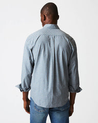 Men Melange Windowpane Tuscumbia Shirt Hidden Bd Grey/teal | Billy Reid Shirting