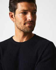 Men Mini Waffle Crew Midnight | Billy Reid Sweaters & Sweatshirts