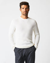 Men Mini Waffle Crew White | Billy Reid Sweaters & Sweatshirts