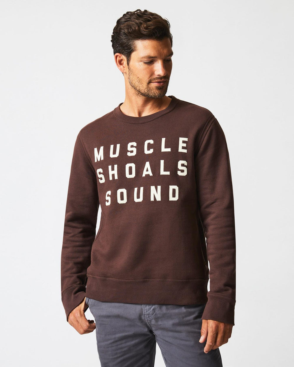 Men Muscle Shoals Sound Crew Dark Brown | Billy Reid Sweaters & Sweatshirts