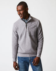 Men Quilted Half Zip Medium Grey | Billy Reid Sweaters & Sweatshirts