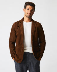 Men Rivermont Suede Jacket Cognac | Billy Reid Suiting