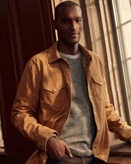 Men Savoy Suede Workshirt Camel | Billy Reid Shirting