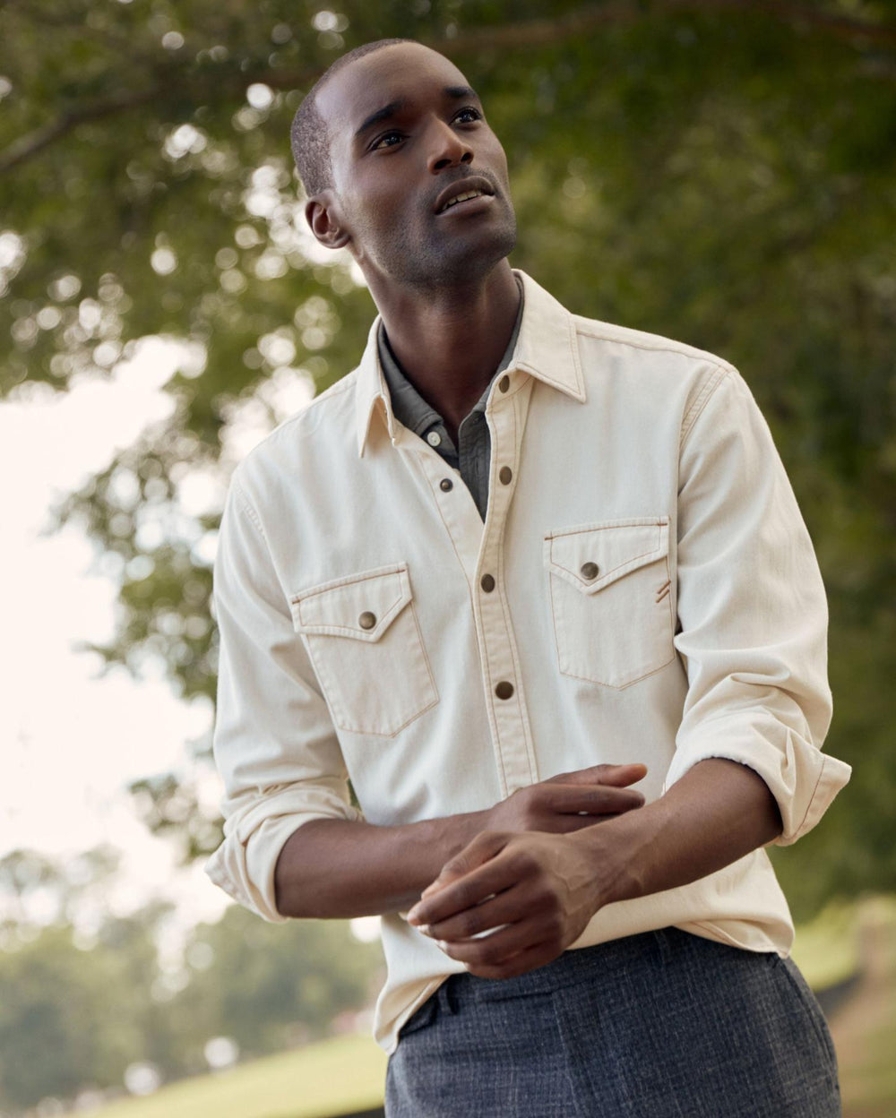 Men Shoals Twill Shirt Natural | Billy Reid Shirting