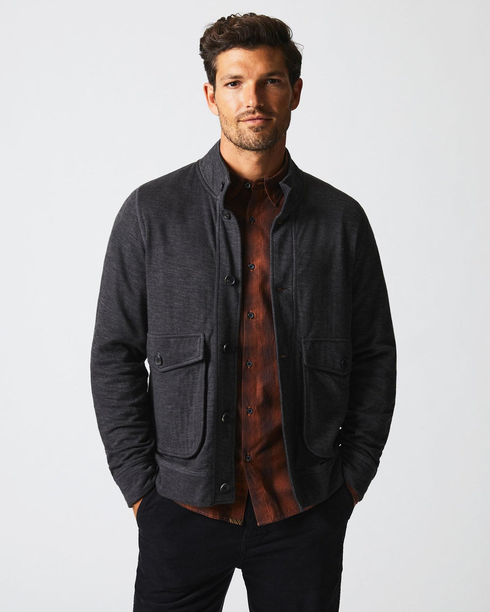 Men Slub Cotton Cardigan Black | Billy Reid Sweaters & Sweatshirts