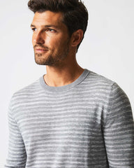 Men Space Dye Stripe Crew Grey | Billy Reid Sweaters & Sweatshirts