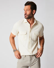 Men S/S Hemp Cotton Knit Shirt Tinted White | Billy Reid Shirting
