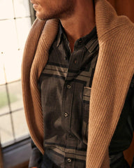 Men Textured Plaid Msl 1-Pocket Shirt Black/dark Brown | Billy Reid Shirting