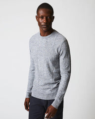 Men Weave Sweater Crew Light Grey Marled | Billy Reid Sweaters & Sweatshirts