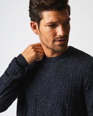 Men Weave Sweater Crew Navy Marled | Billy Reid Sweaters & Sweatshirts