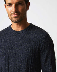 Men Weave Sweater Crew Navy Marled | Billy Reid Sweaters & Sweatshirts