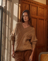 Women Bias Cable Sweater Camel | Billy Reid Sweaters & Knits
