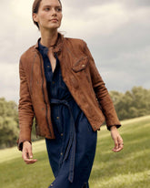 Women Biker Jacket Brown | Billy Reid Jackets & Outerwear