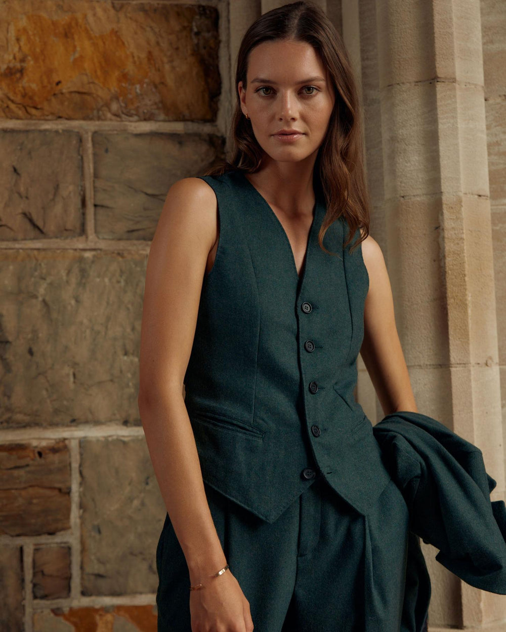 Women Boyfriend Vest Grey/green | Billy Reid Tops