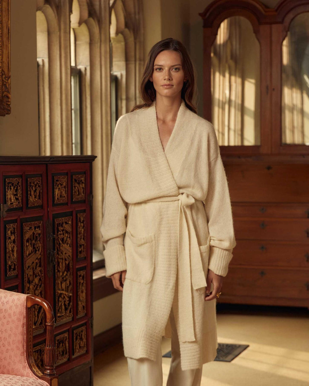 Women Cardigan Coat Ivory | Billy Reid Sweaters & Knits