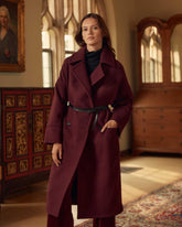 Women Cocoon Coat Solid Burgundy | Billy Reid Jackets & Outerwear